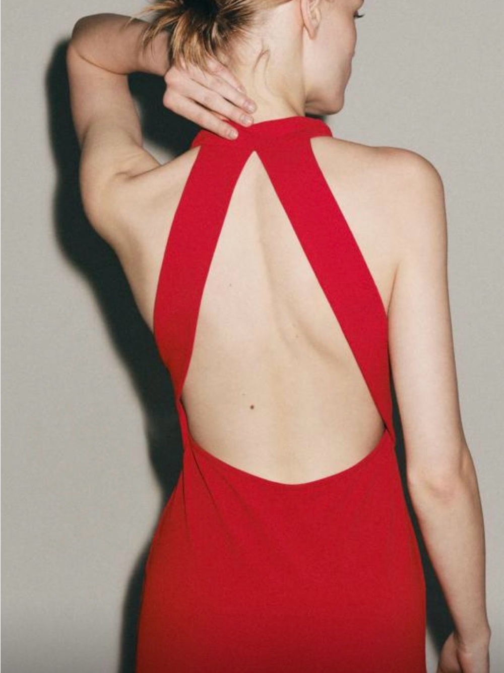 Zara Red Sleeveless High-Neck Midi Dress - Picture 2 of 3